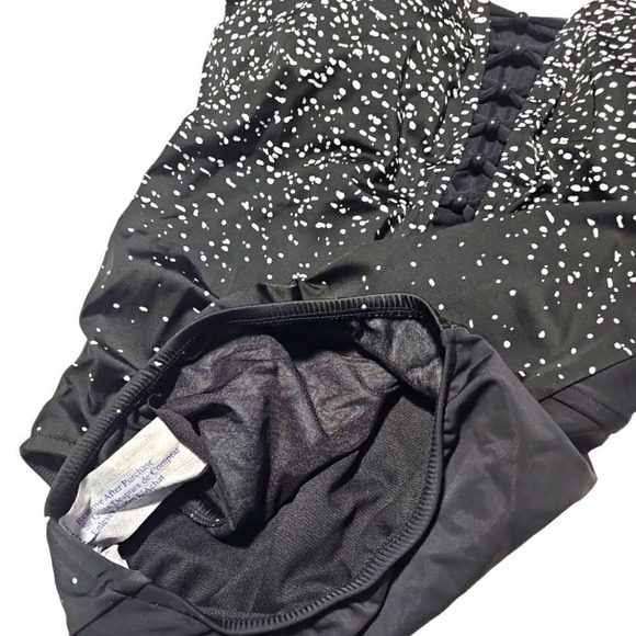 Swim Solutions Beaded Front Tummy Control One Piece Swimsuit black and white 14 - Picture 6 of 7